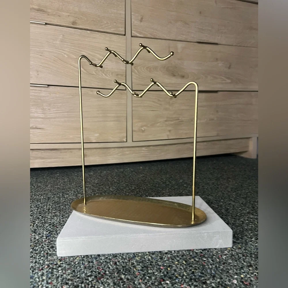 URBAN OUTFITTERS Gold-Hammered Metal Alula Jewelry Stand Catch-All Dish Zig-Zag